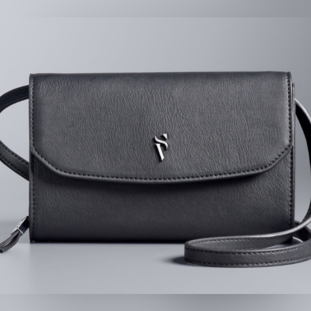 Elegant Black Leather Crossbody Bag By Vera Wang